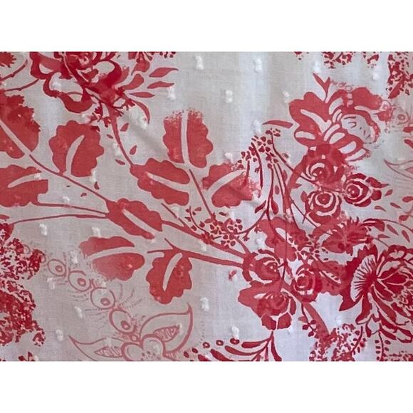 Coldwater Creek Cotton 3/4 Sleeve Button Down Shirt Red Floral, Swiss Dots, 1X - Picture 5 of 11